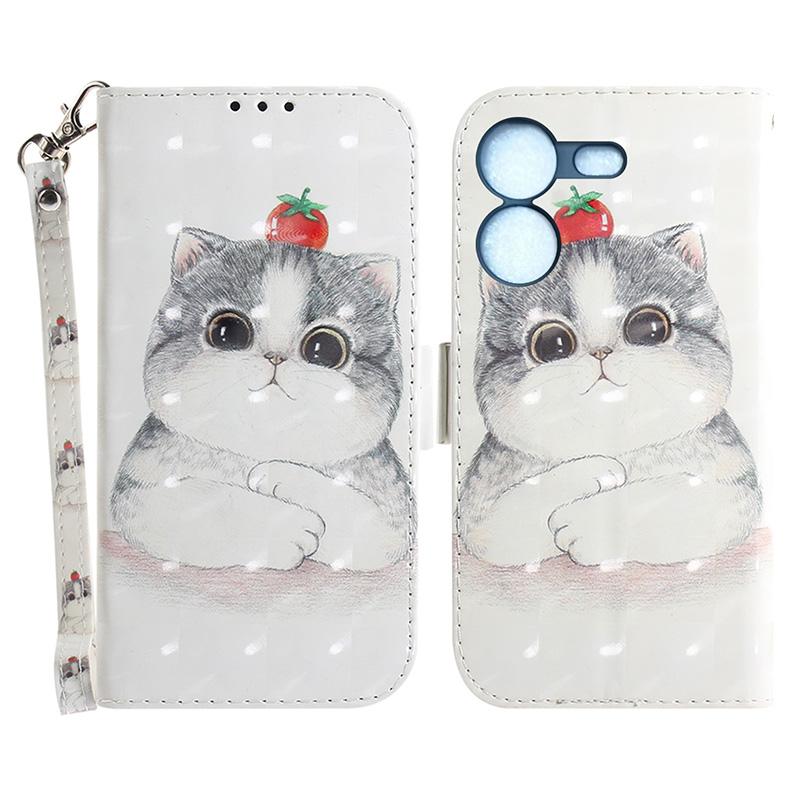 

Für Tecno Pova 5 4G Muster Design Folio Cover PU Leder -stand Brieftaschenhülle Mit Riemen - Süße Katze, Tecno Pova 5 4G