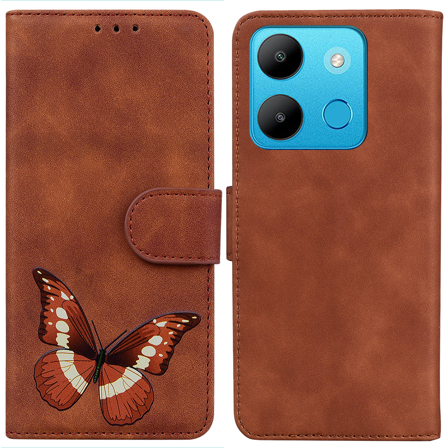 

Skin-touch-telefonabdeckung Für Infinix Smart 7 4G Schmetterlingsdruckpu-lederhülle Mit Ständer Brieftasche - Braun, Infinix Smart 7 4G