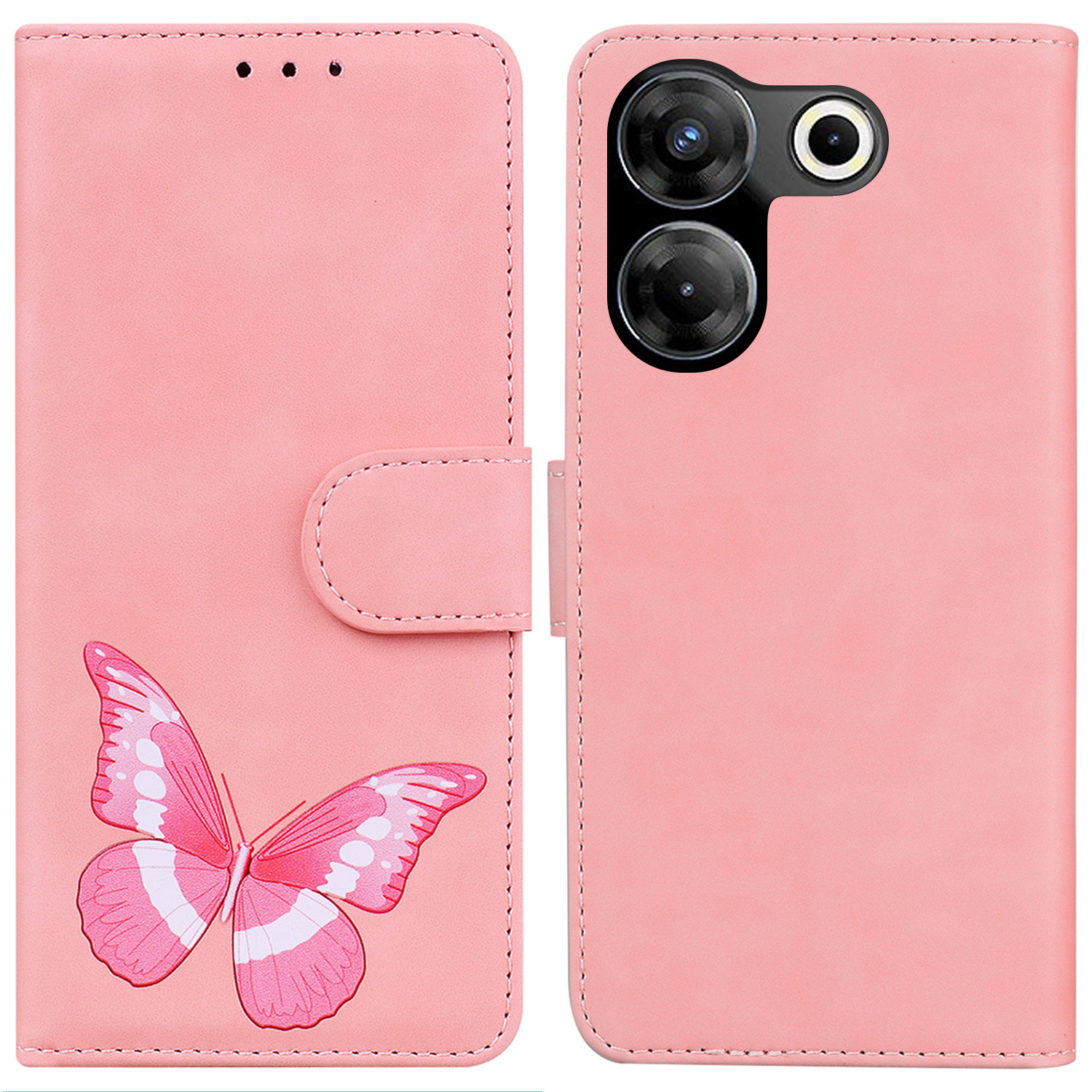

Skin-touch-brieftasche Telefonabdeckung Für Tecno Camon 20 Pro 5g Butterfly Printing PU Lederstand Hülle - Rosa, Tecno Camon 20 Pro 4G