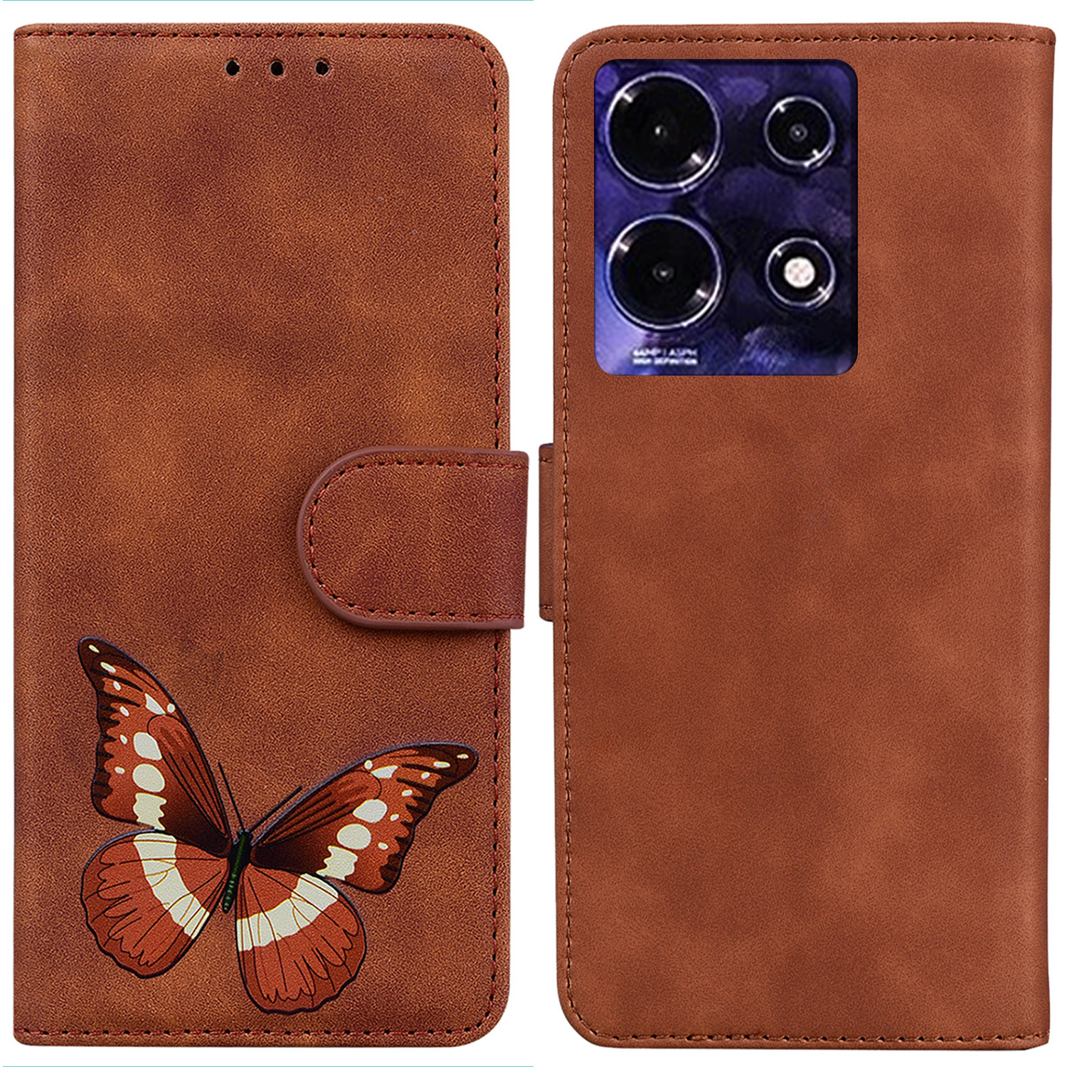 

Lederstand Hülle Für Infinix Note 30, Haut-touch-schmetterlingsdruck-mobiltelefone Brieftasche - Braun, Infinix Note 30 4G