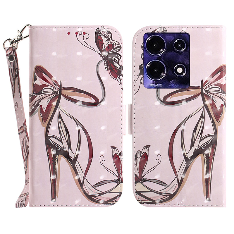 

Für Infinix Note 30 4G PU Leder Brieftasche Hülle 3D -muster Gedrucktes Stand Telefonabdeckung Mit Riemen - Butterfly High Heels, Infinix Note 30 4G