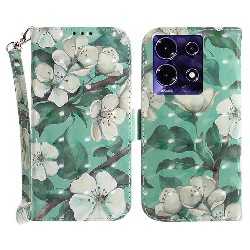 

Für Infinix Note 30 4G PU Leder Brieftasche Hülle 3D -muster Gedrucktes Stand Telefonabdeckung Mit Riemen - Aquarellblüten, Infinix Note 30 4G