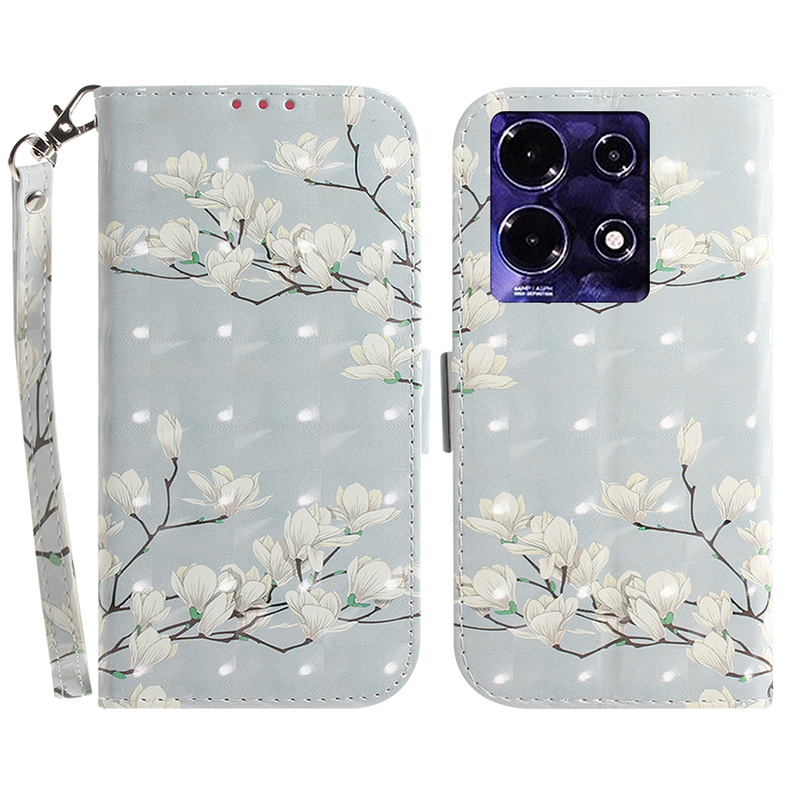 

Für Infinix Note 30 4G PU Leder Brieftasche Hülle 3D -muster Gedrucktes Stand Telefonabdeckung Mit Riemen - Magnolie, Infinix Note 30 4G