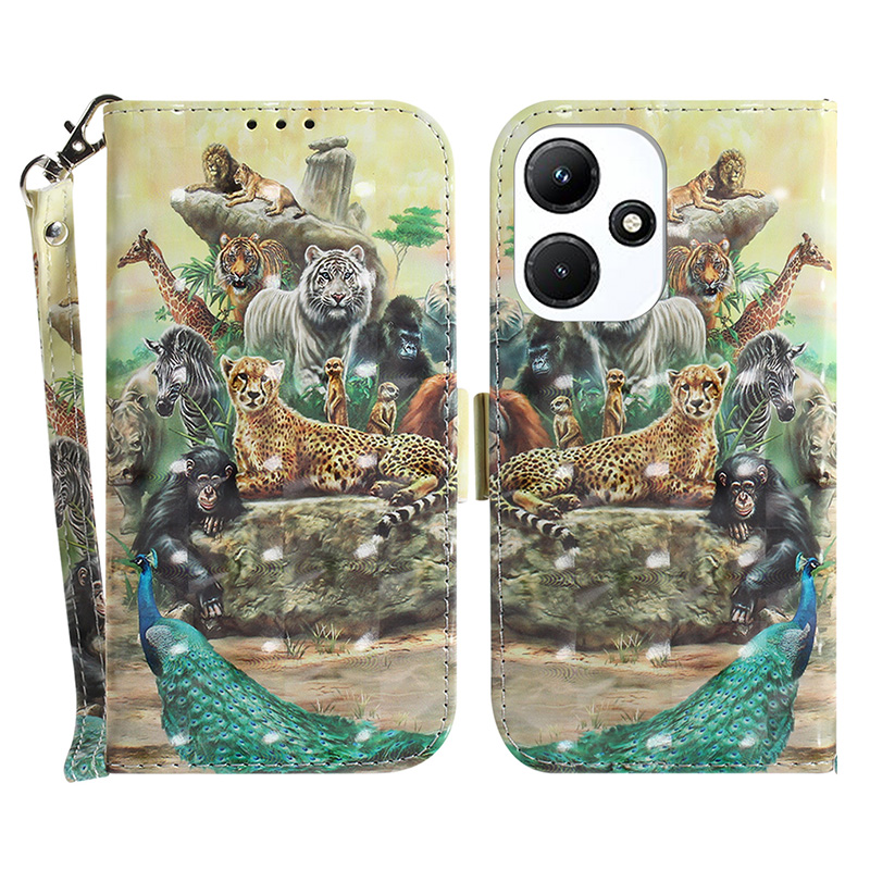 

Für Infinix Hot 30i X669C PU Leder Brieftaschenständer Phone Hülle Musterdruckabdeckung Mit Riemen - Tiere, Infinix Hot 30i