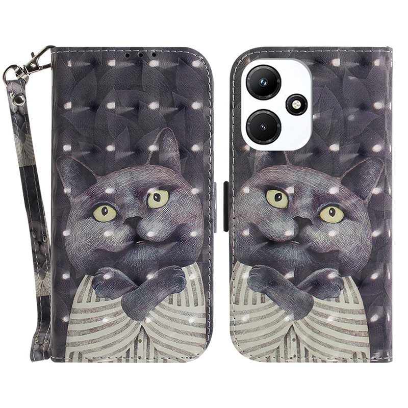 

Für Infinix Hot 30i X669C PU Leder Brieftaschenständer Phone Hülle Musterdruckabdeckung Mit Riemen - Katze Umarmen, Infinix Hot 30i