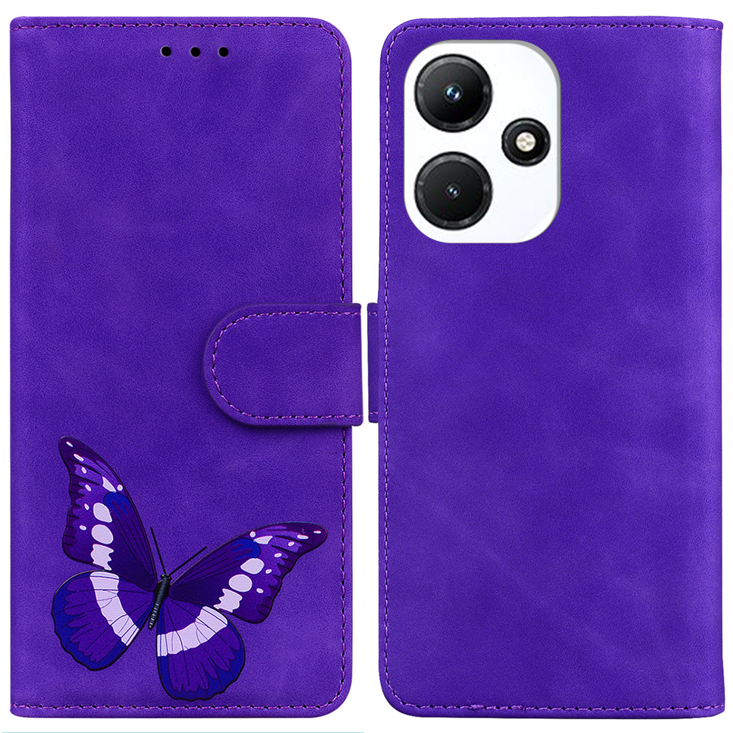 

Butterfly-druckbrieftaschenabdeckung Für Infinix Hot 30i X669c, Haut-touch-leder + TPU Stand Telefonhülle - Lila, Infinix Hot 30i