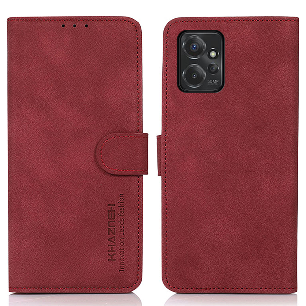 

Khazneh Für Motorola Moto G Power 5G Mobiltelefonhülle Strukturierte PU Leder -schale Flip Wallet Stand Cover - Rot, Motorola Moto G Power 5G