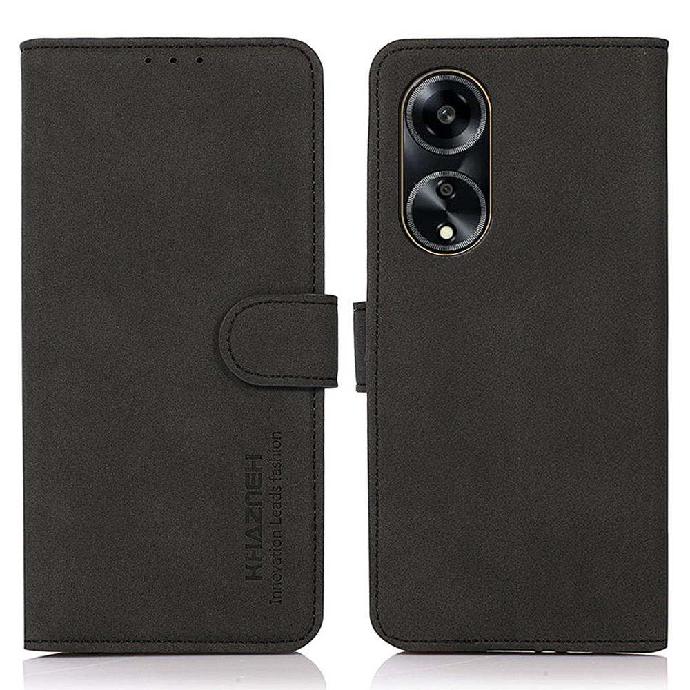 

Khazneh PU Leder Telefonhülle Für Oppo A1 5G Textured Flip Wallet Stand Cover - Schwarz, Oppo A1 5G