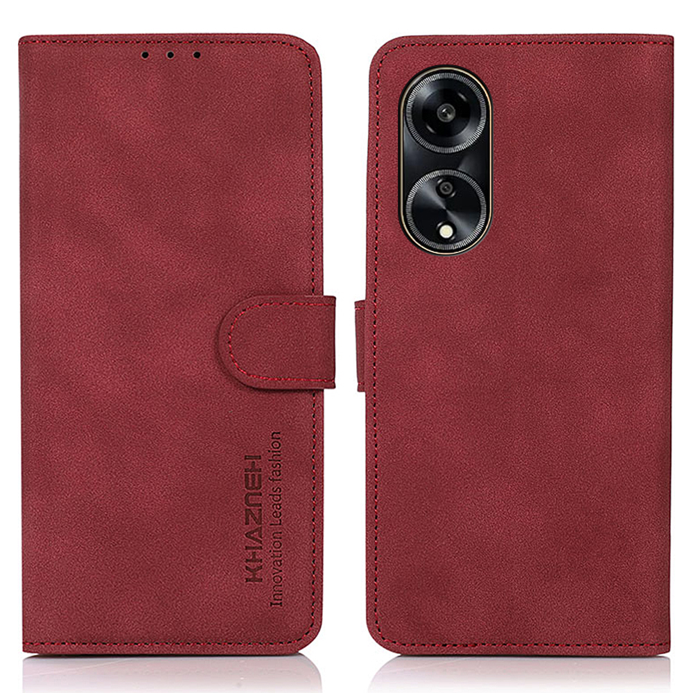 

Khazneh PU Leder Telefonhülle Für Oppo A1 5G Textured Flip Wallet Stand Cover - Rot, Oppo A1 5G