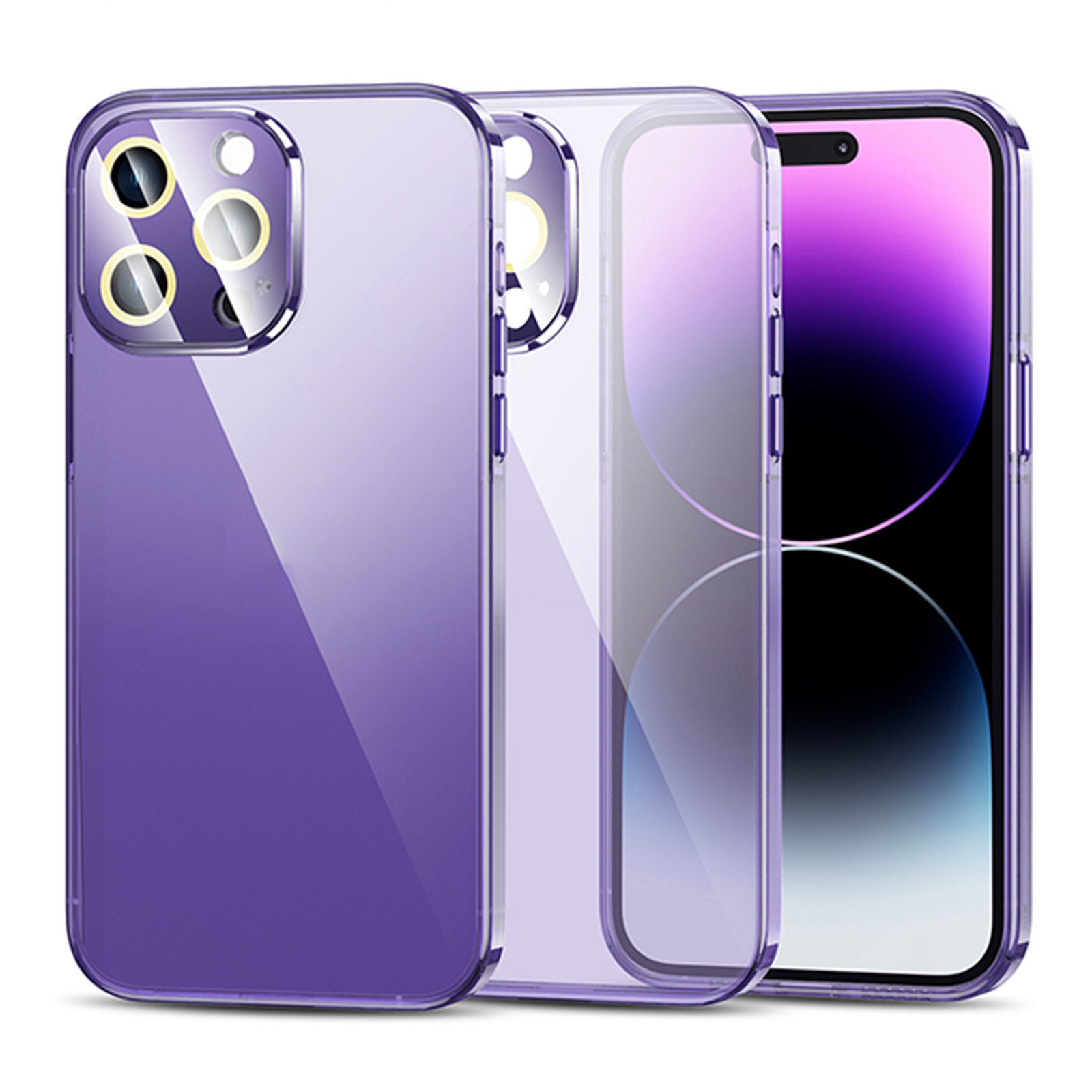

Für Iphone 12 Pro Clear Transparent Shell TPU+PC Anti-scratch-telefonhülle Mit Kamera-objektivschutzschutz - Transparent Lila, iPhone 12 Pro