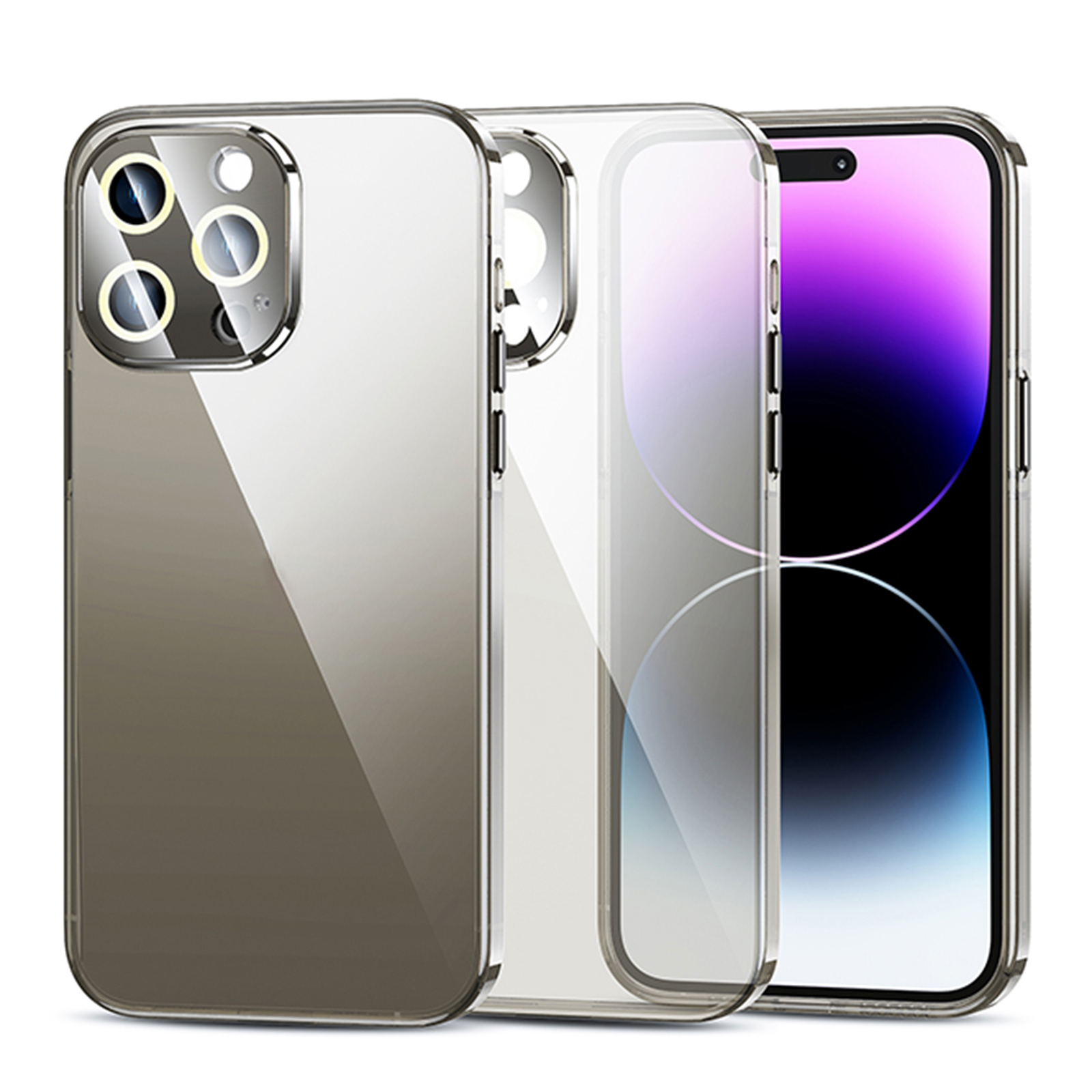 

Für Das Iphone 12 Pro Max TPU+PC Phone Hülle Transparent Klare Rückseite Mit Kamera -objektivschutzschutz - Transparent Schwarz, iPhone 12 Pro Max