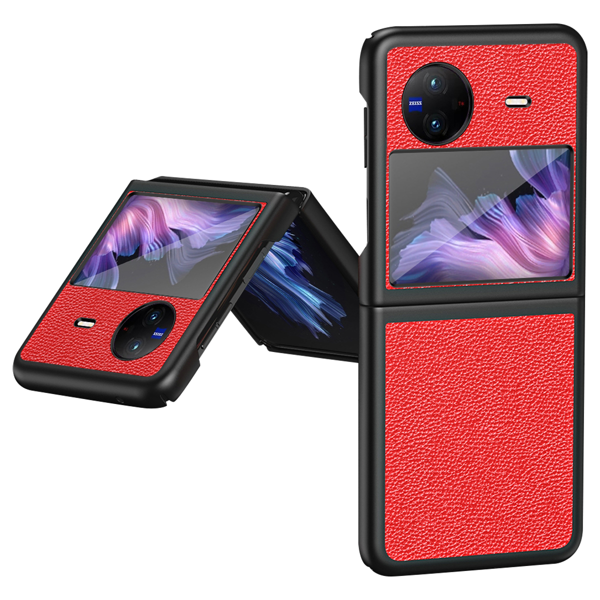 

Litchi Texturkoffer Für Vivo X Flip Phone Case Anti-drogen-pu-leder-hard-pc-telefonabdeckung - Rot, vivo X Flip