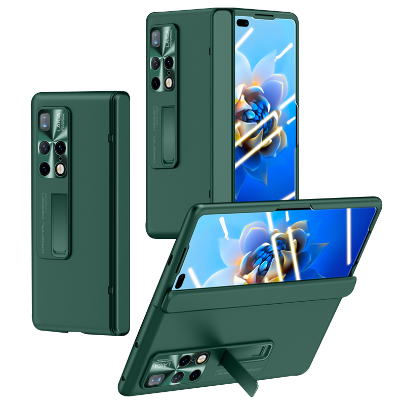 

Für Huawei Mate X2 4g / 5G Scharnierschutz Telefonhülle Hartes PC -kickstand Cover Mit Temperamentvollem Glasfilm - Grün, Huawei Mate X2 4G