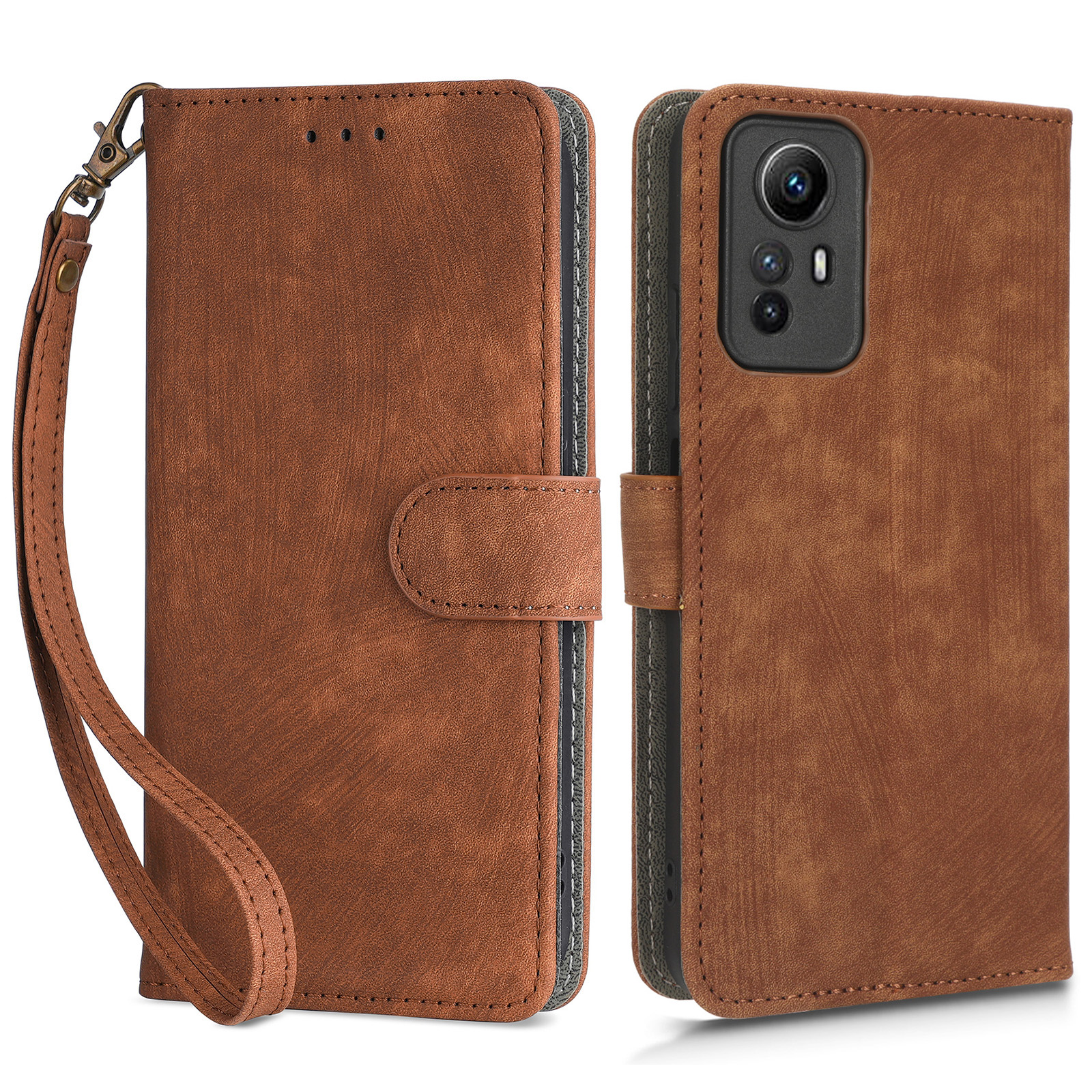 

RFID -blockierung Telefonhülle Für Xiaomi Redmi Note 12s 4g, Brieftasche Lederabdeckung Mit Riemen - Braun, Xiaomi Redmi Note 12S 4G