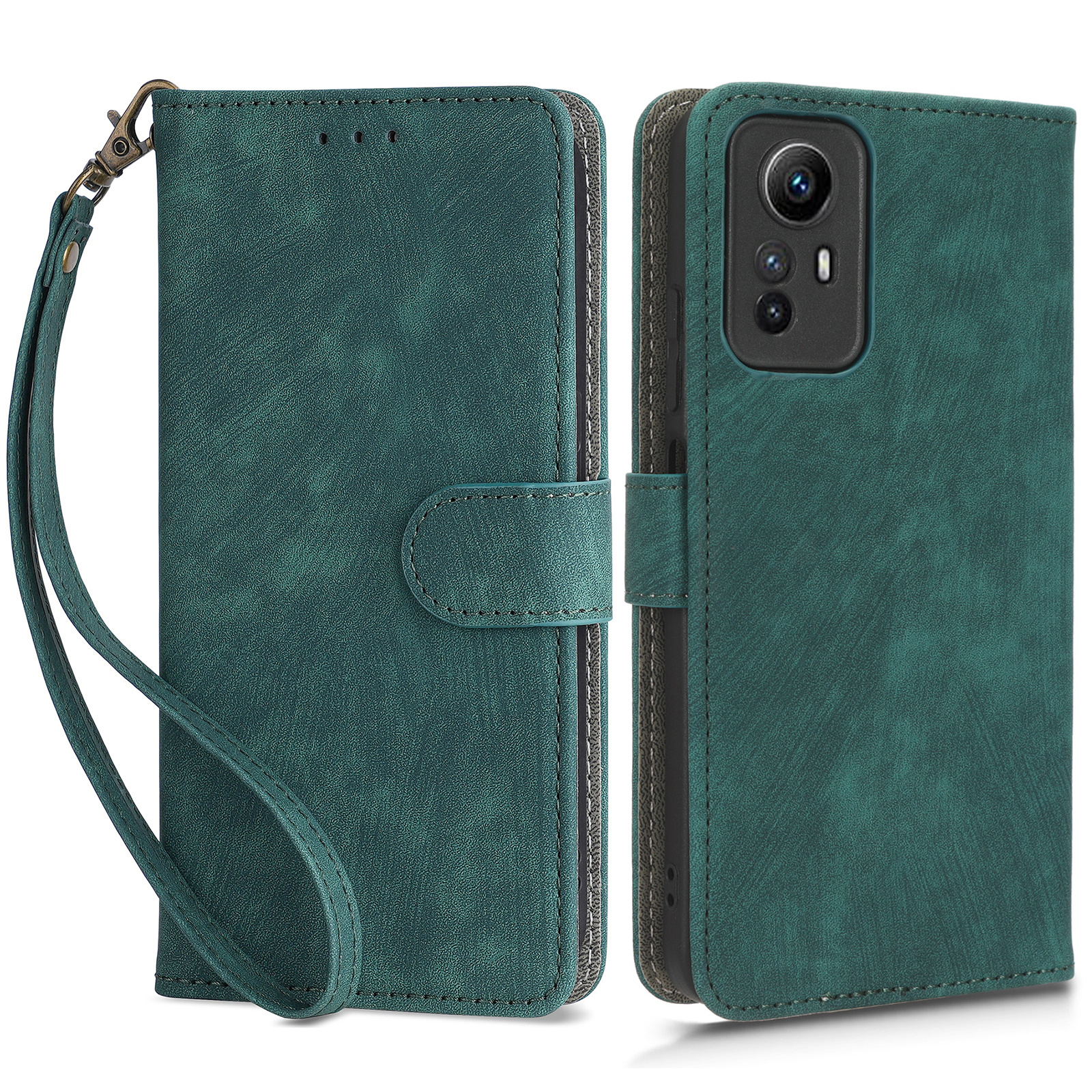 

RFID -blockierung Telefonhülle Für Xiaomi Redmi Note 12s 4g, Brieftasche Lederabdeckung Mit Riemen - Grün, Xiaomi Redmi Note 12S 4G