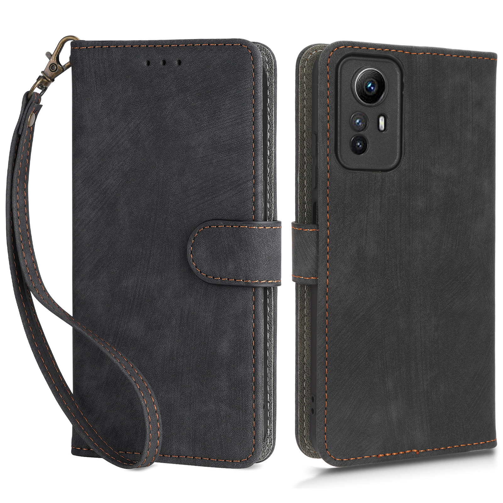 

RFID -blockierung Telefonhülle Für Xiaomi Redmi Note 12s 4g, Brieftasche Lederabdeckung Mit Riemen - Schwarz, Xiaomi Redmi Note 12S 4G