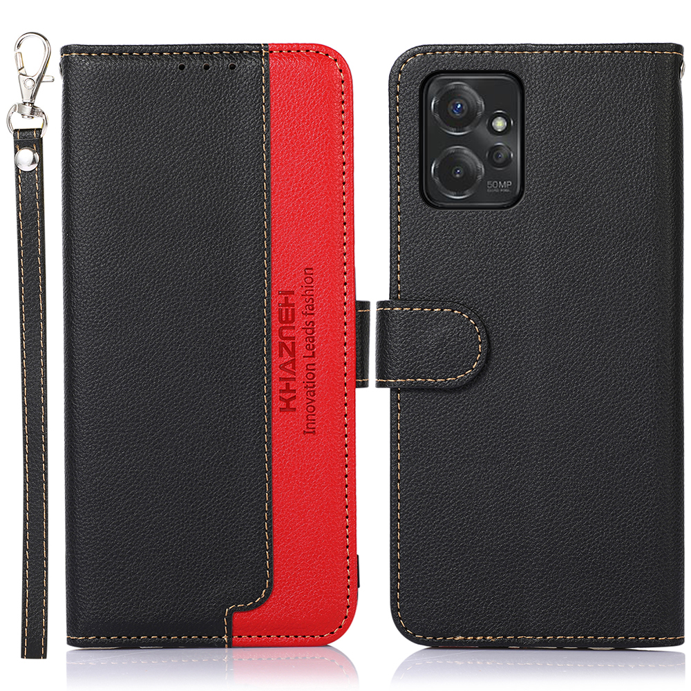 

Khazneh Lederetasche Für Motorola Moto G Power 5G RFID Blockierende Litchi Textur Stand Wallet Telefonabdeckung - Schwarz, Motorola Moto G Power 5G