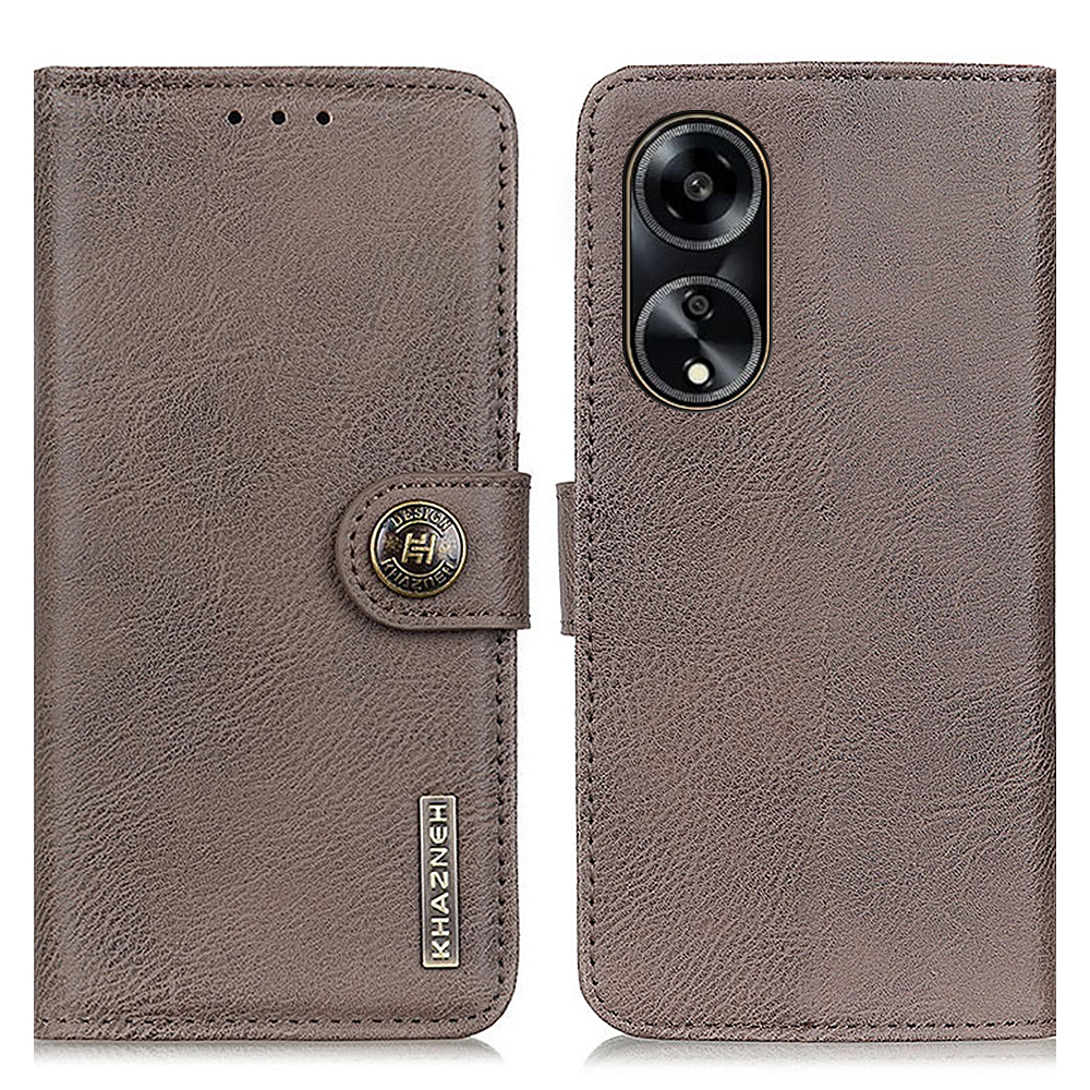 

Khazneh Für Oppo A1 5G Anti-scruch Cowide Texture Telefon Cover Wallet Stand PU Leder Smartphone Hülle - Khaki, Oppo A1 5G