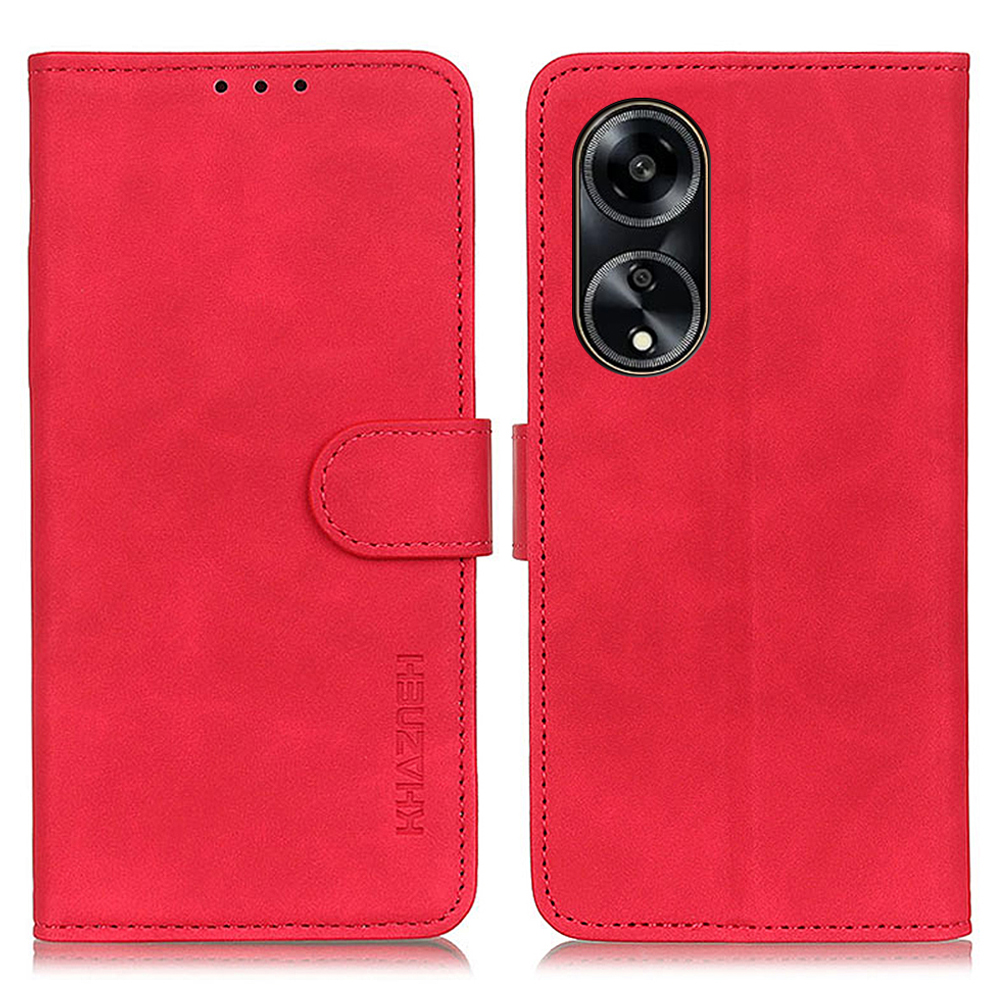 

Khazneh Für Oppo A1 5G Anti-fingerabdruck-handy-deckungs-ständer Retro Leder-telefonhülle - Rot, Oppo A1 5G