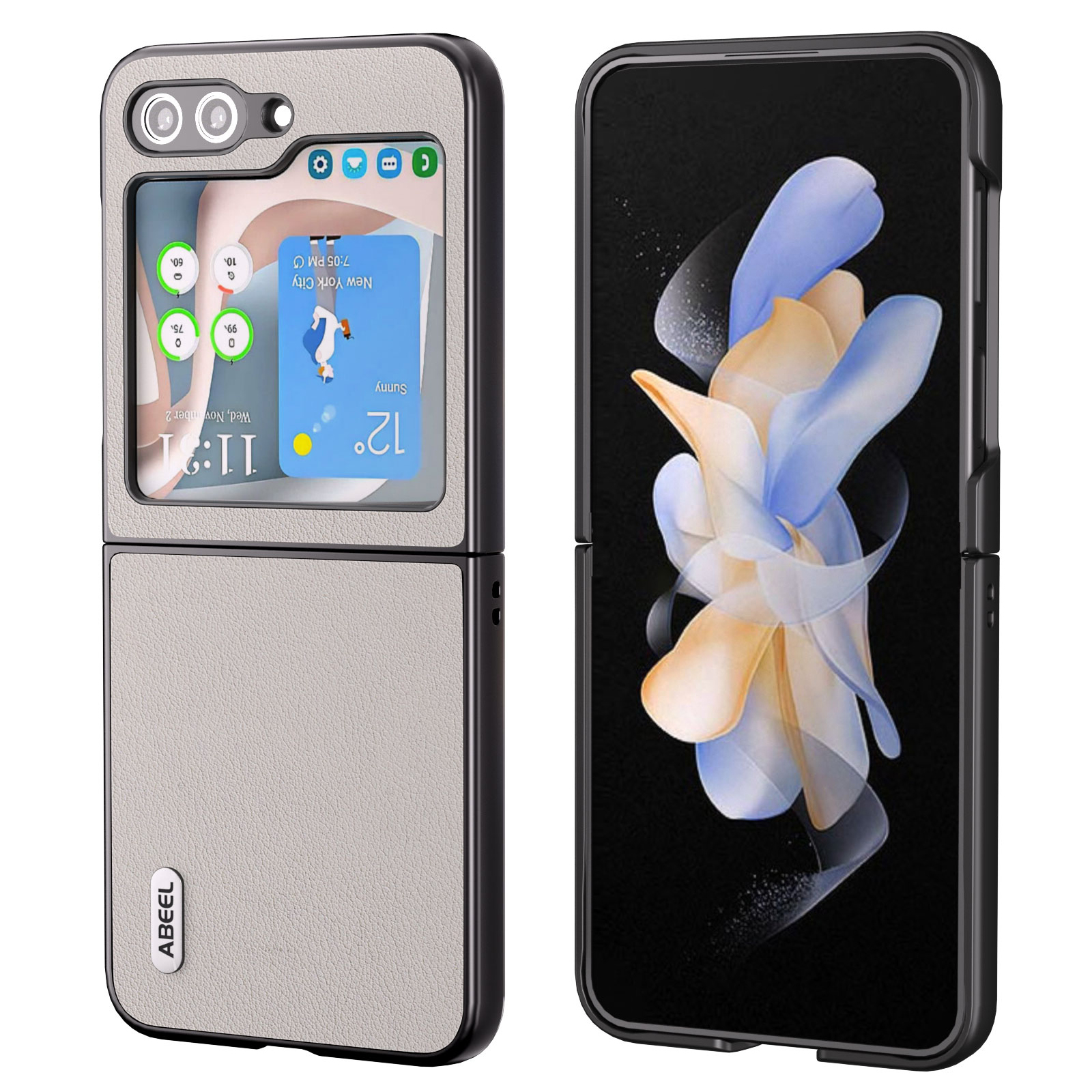 

Abeel Für Huawei Mate X3 5G Echtes Kuhlattenleder + Hartes PC Shell Matt Black Edge Telefon Hülle Hülle - Grau, Galaxy Z Flip5 5G