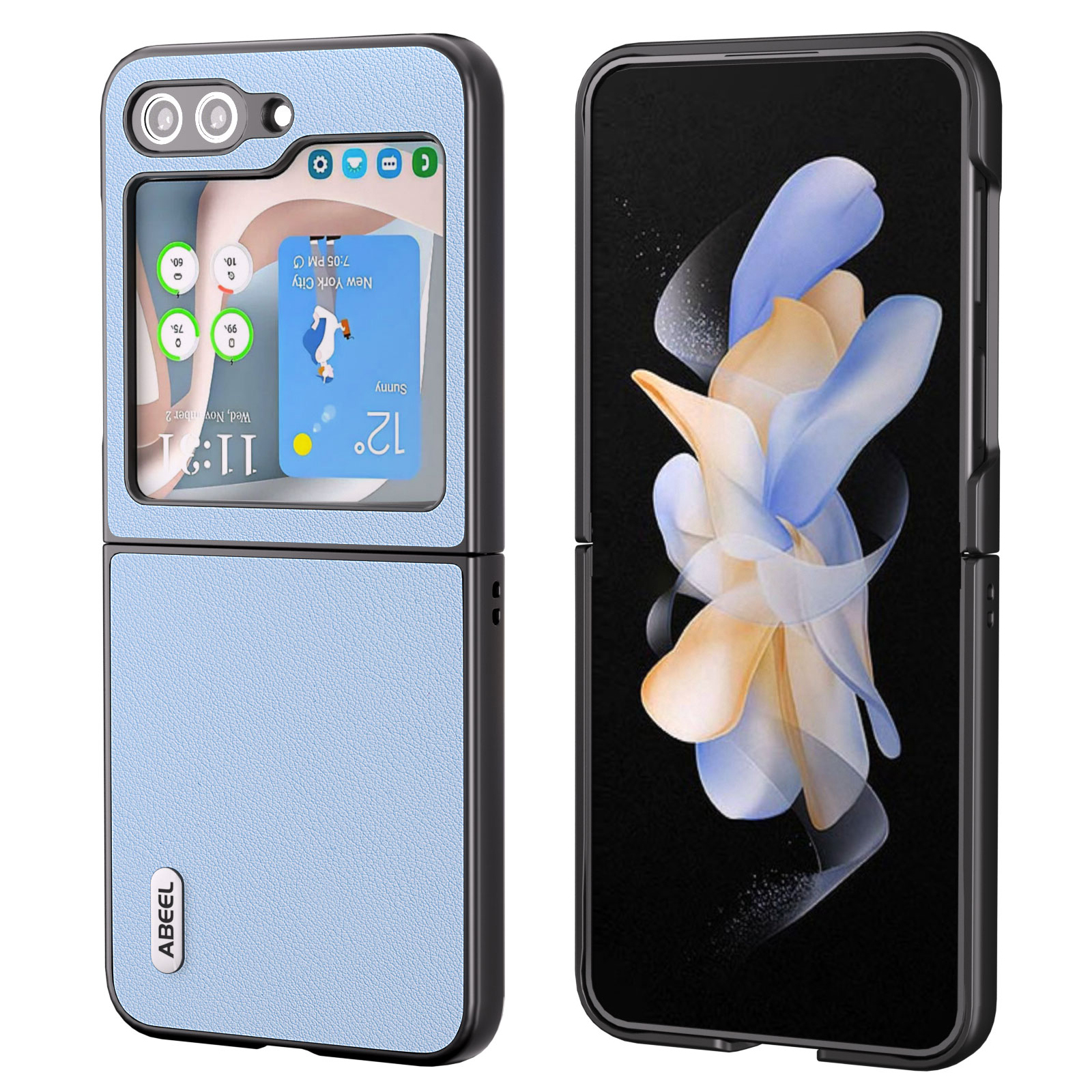 

Abeel Für Huawei Mate X3 5G Echtes Kuhlattenleder + Hartes PC Shell Matt Black Edge Telefon Hülle Hülle - Blau, Galaxy Z Flip5 5G