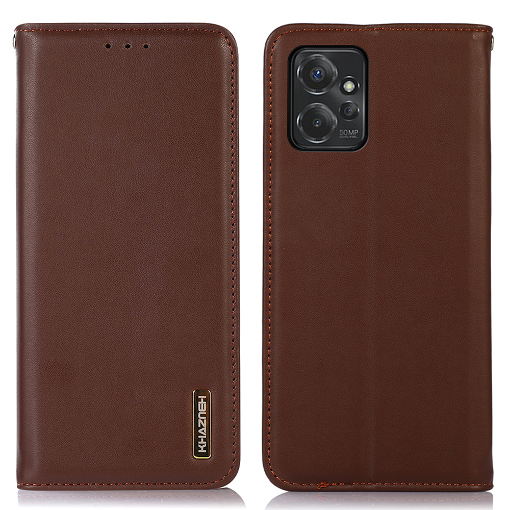 

Khazneh Für Motorola Moto G Power 5G Echtes Kuhlatten -leder -brieftaschenhülle RFID -blockierungsständer Magnetische Abdeckung - Braun, Motorola Moto G Power 5G