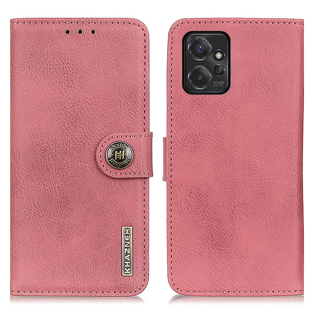 

Khazneh Für Motorola Moto G Power 5G Wallet Stand PU Leder Hülle Kuhlecken -textur Telefonabdeckung - Rosa, Motorola Moto G Power 5G