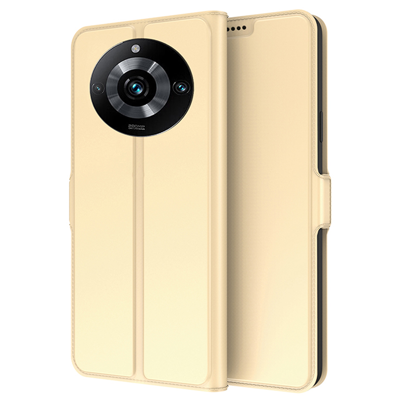

PU Lederstand Telefonhülle Für Realme 11 5g, Magnetic Clasp Ständer Telefonabdeckung - Gold, Realme 11 5G
