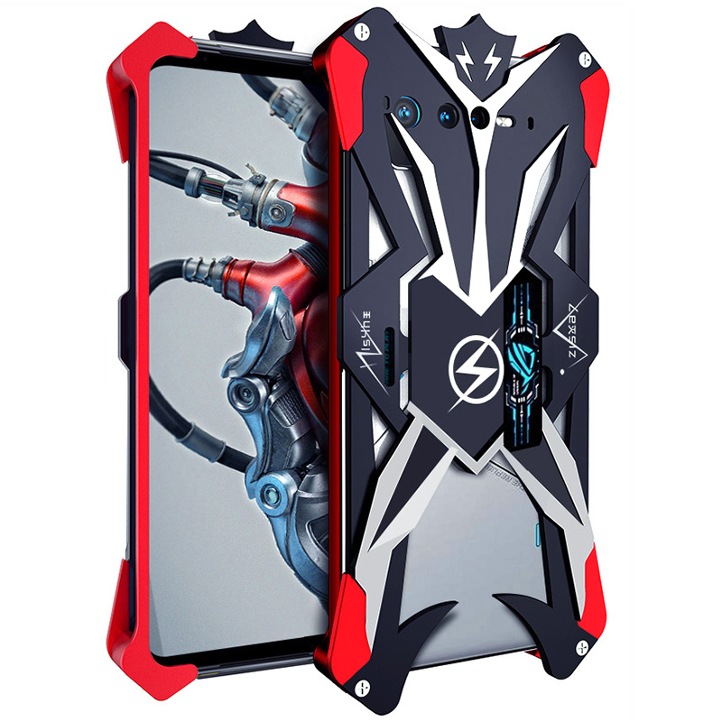 

Für Asus ROG Phone 6 Pro 5G Aluminium-legierung Telefonhülle Hochleistungs-anti-kratzer-abdeckung - Schwarz / Rot, Asus ROG Phone 6 Pro 5G
