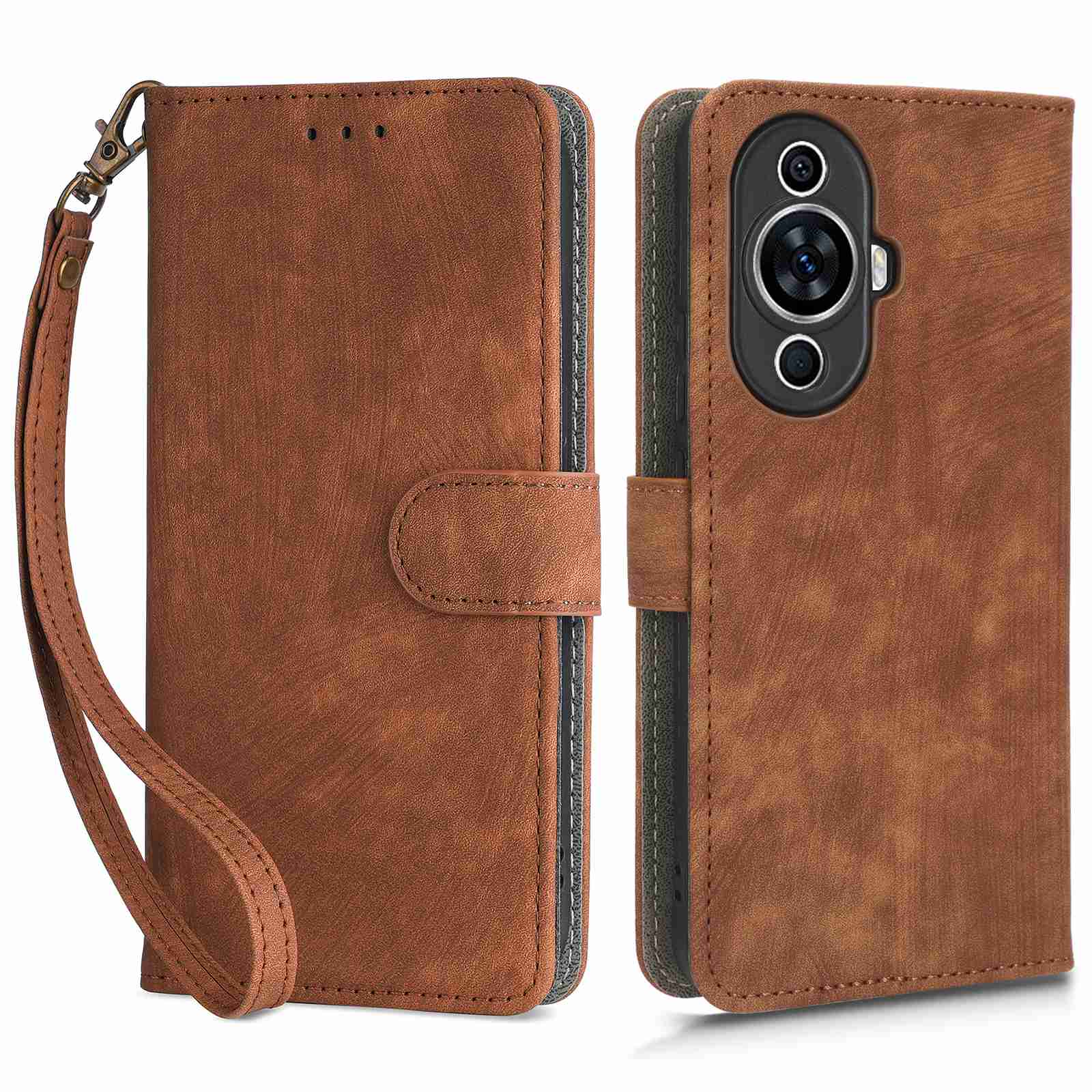 

RFID Blockierende Telefonledertasche Für Huawei Nova 11, Handy -brieftasche Mit Riemen - Braun, Huawei nova 11