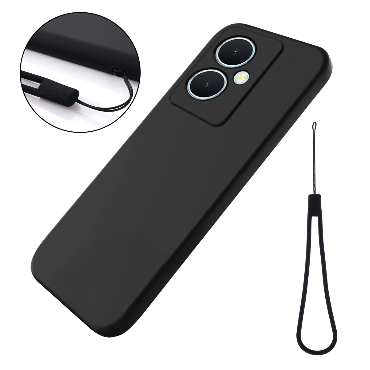 

Für Vivo Y78+ 5g Weichverkleidung Anti-drogenabdeckung Flüssiges Silikon Flexible Telefonhülle - Schwarz, vivo Y78+ 5G