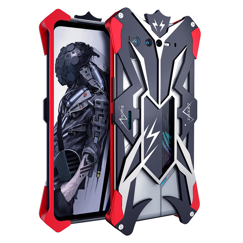 

Für Asus ROG Phone 6 5G Aluminiumlegierung Telefonhülle Dual-color-schockschutzschutzabdeckung - Schwarz / Rot, Asus ROG Phone 6 5G