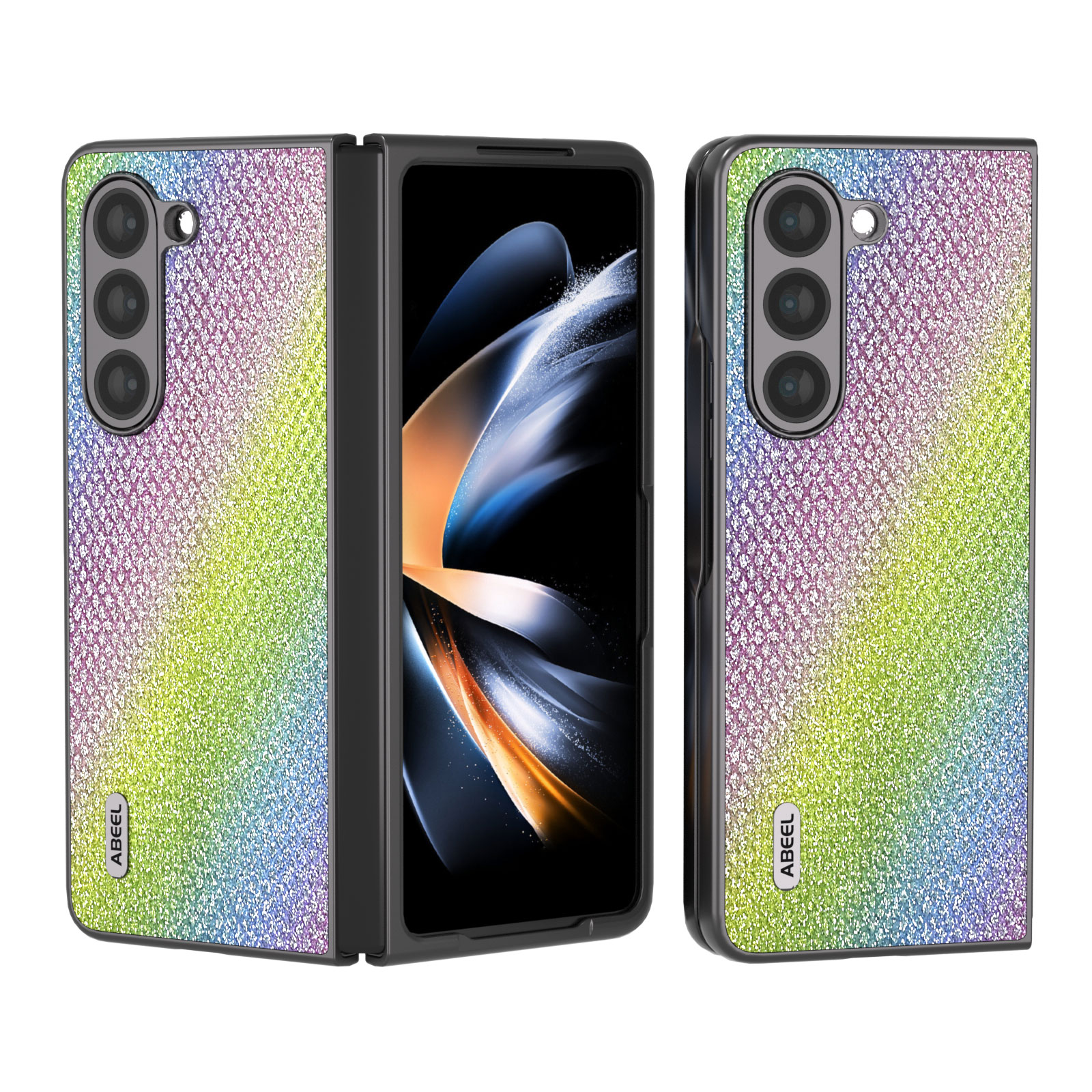 

ABEEL Für Samsung Galaxy Z Fold5 5G Bling Strass -struktur -telefon Hülle PU Leder + PC -schutzabdeckung - Mehrfarbig, Galaxy Z Fold5 5G