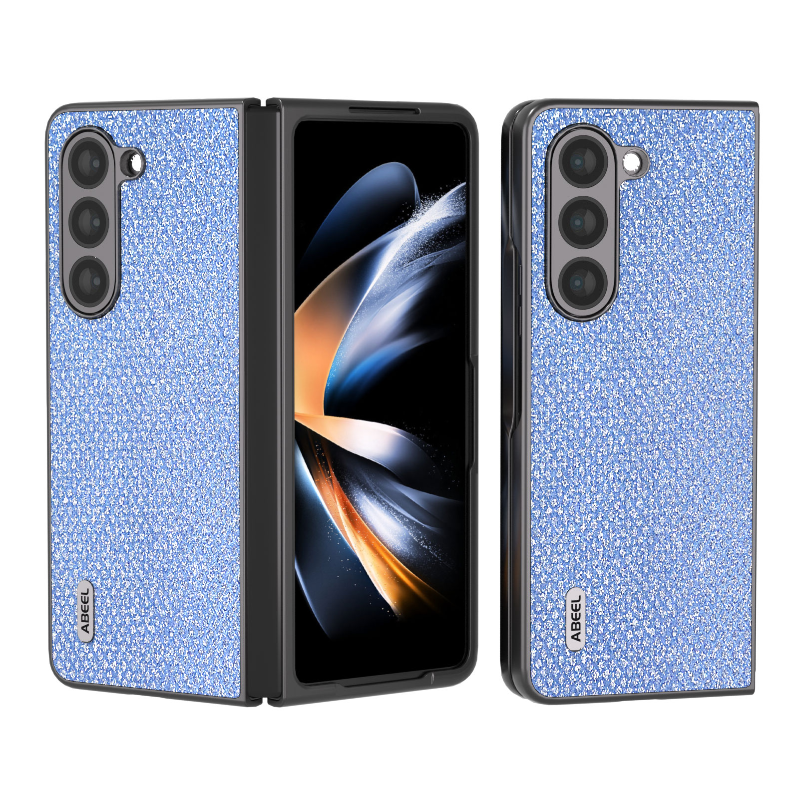 

ABEEL Für Samsung Galaxy Z Fold5 5G Bling Strass -struktur -telefon Hülle PU Leder + PC -schutzabdeckung - Blau, Galaxy Z Fold5 5G