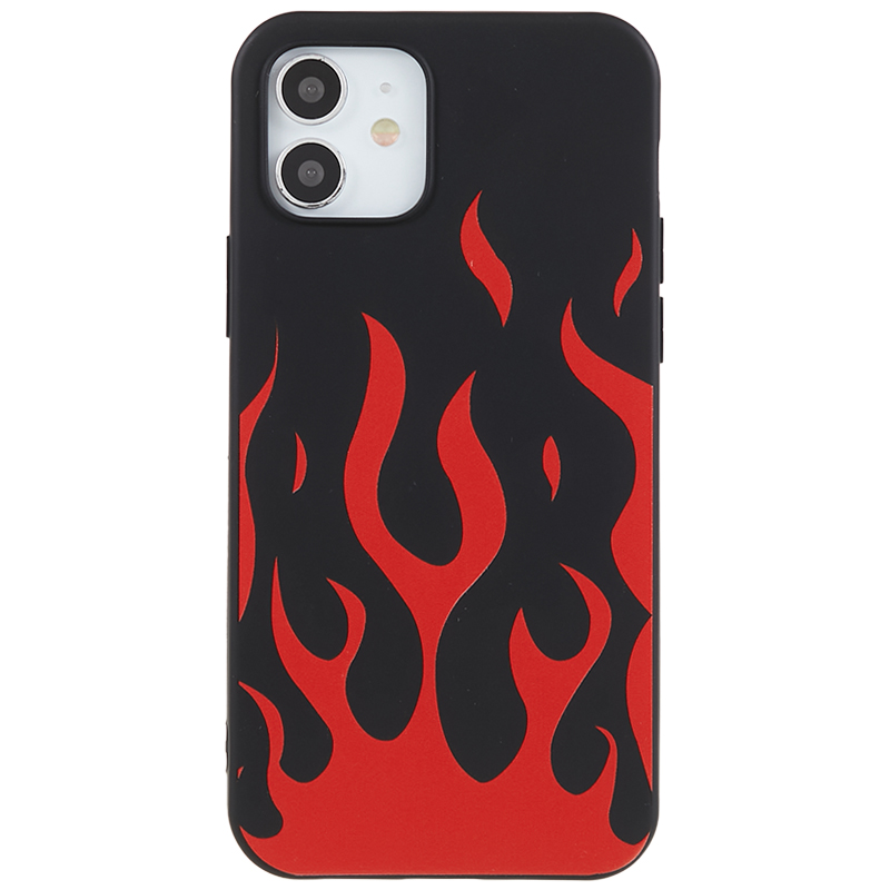 

Für Das Iphone 12 Pro Max TPU -schutzabdeckungsmuster -druckphase Des Max TPU - Schwarz / Rote Flamme, iPhone 12 Pro Max