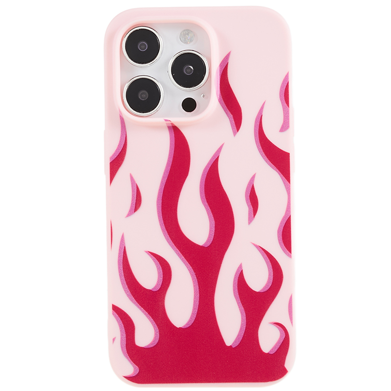 

Für Iphone 14 Pro Max Muster Druckkoffer Flexible TPU -schockdelefonabdeckung - Rosa / Rote Flamme, iPhone 14 Pro Max