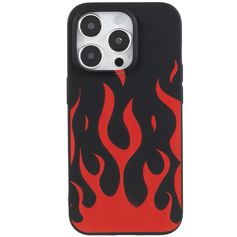 

Für Iphone 14 Pro Max Muster Druckkoffer Flexible TPU -schockdelefonabdeckung - Schwarz / Rote Flamme, iPhone 14 Pro Max