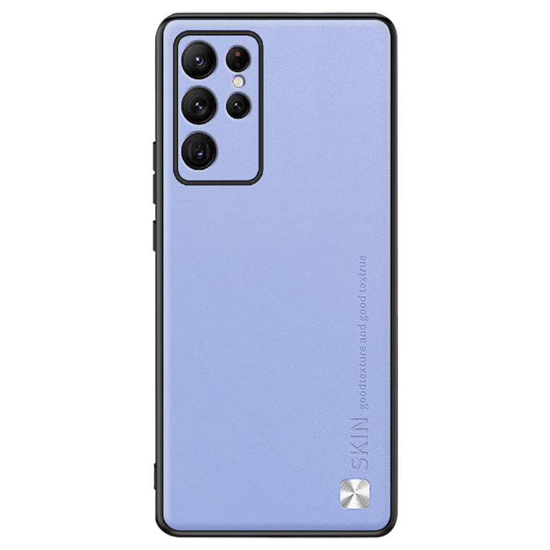 

Stoßdichter Abdeckung Für Samsung Galaxy S22 Ultra 5G Metall Decor PU Lederbeschichtete PC+TPU -telefonhülle - Lila, Galaxy S22 Ultra 5G