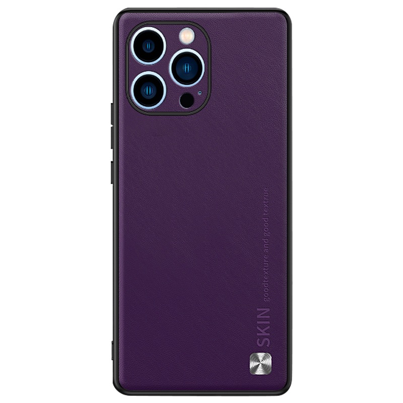 

Für Iphone 14 Pro Phone Protector Metall Decor PU Leder Beschichtetes PC+TPU Anti-fall-fall Hülle - Crimson Cherry, iPhone 14 Pro