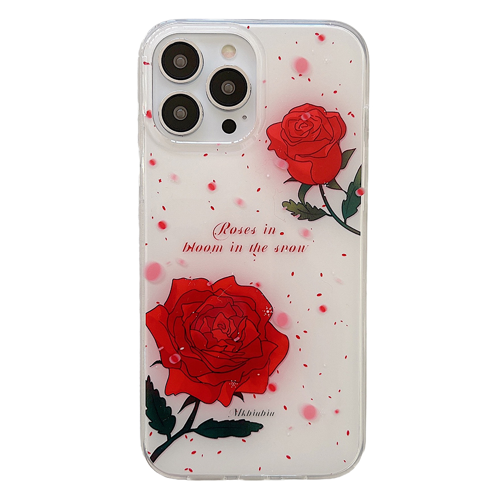 

Für Iphone 13 Pro 6,1 Zoll Rosenblumenmuster Phone Hülle Weiche TPU IMD -schutzabdeckung, iPhone 13 Pro