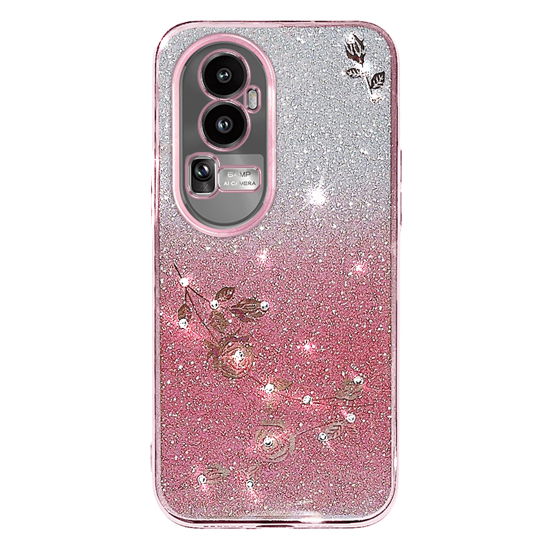 

Strass -tpu -fall Für Oppo Reno10 Pro+ 5G Gradient Glitzer Blumenmuster Telefonabdeckung - Roségold, Oppo Reno10 Pro+ 5G