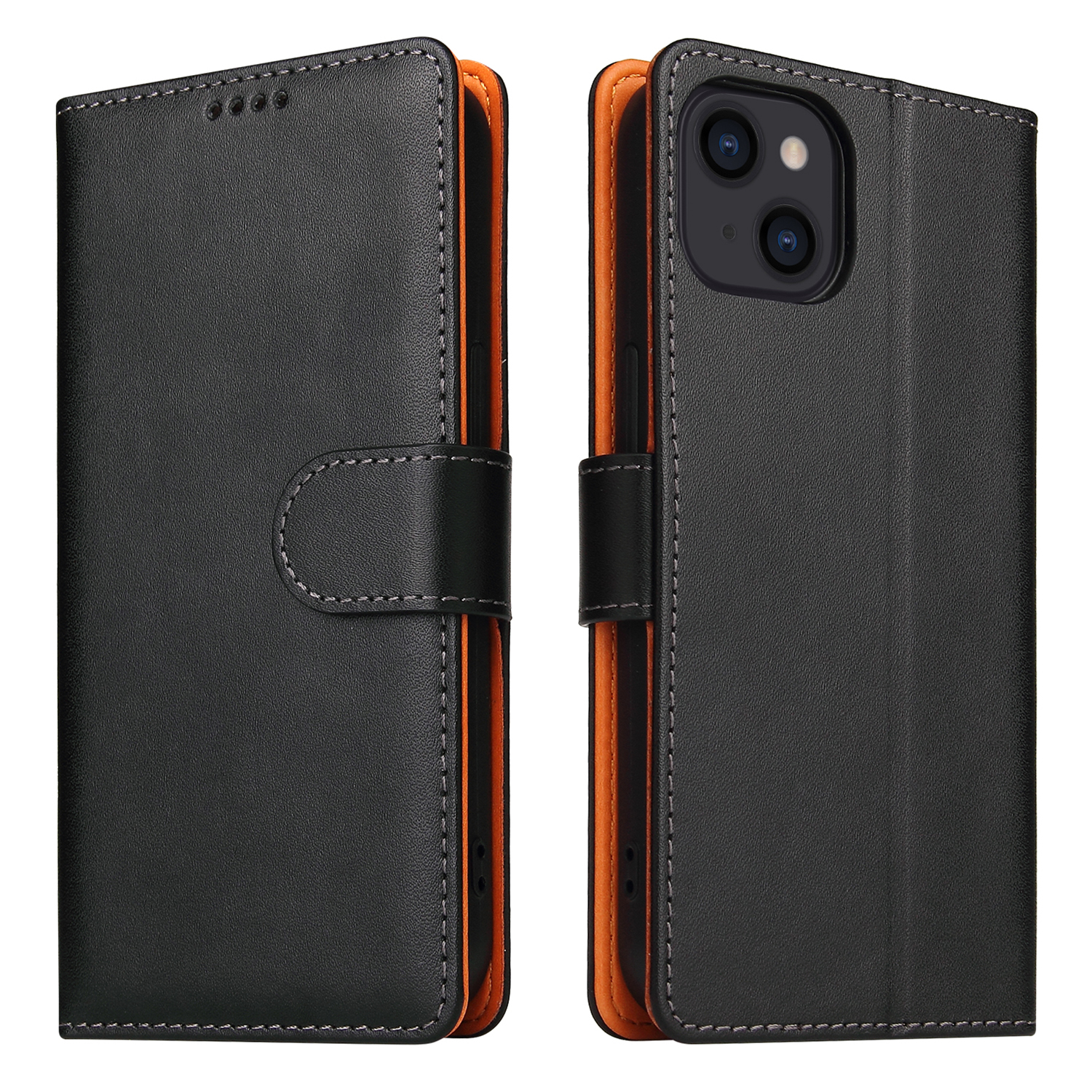 

Für Iphone 13 PU Leder Brieftasche Hülle Flip Ständer Schocksicheres Telefonabdeckung - Schwarz, iPhone 13