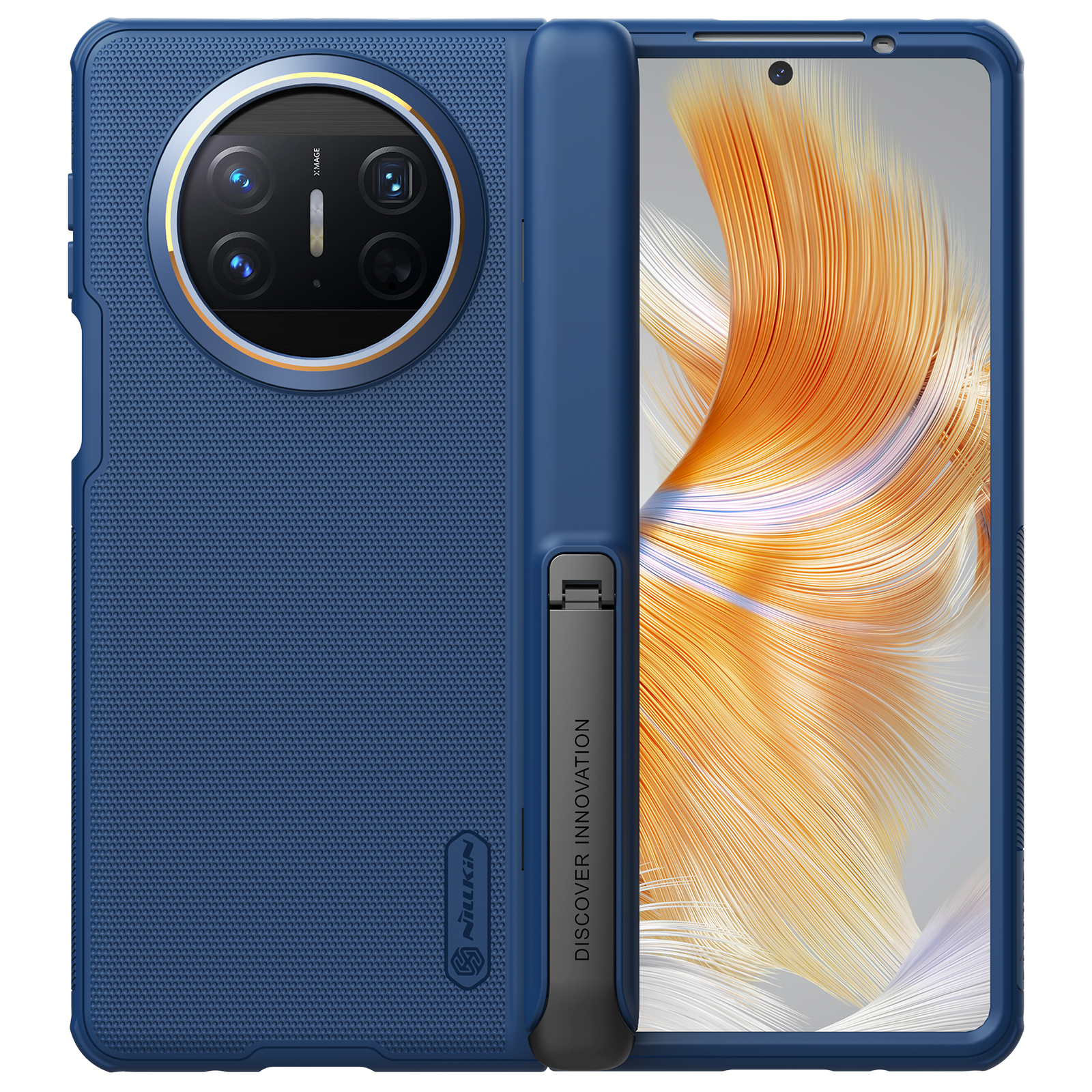 

Nillkin Super Frosted Shield Fold Für Huawei Mate X3 5G PC + TPU Telefonkoffer Anti-slip-matt-kickstand Cover - Blau, Huawei Mate X3 5G