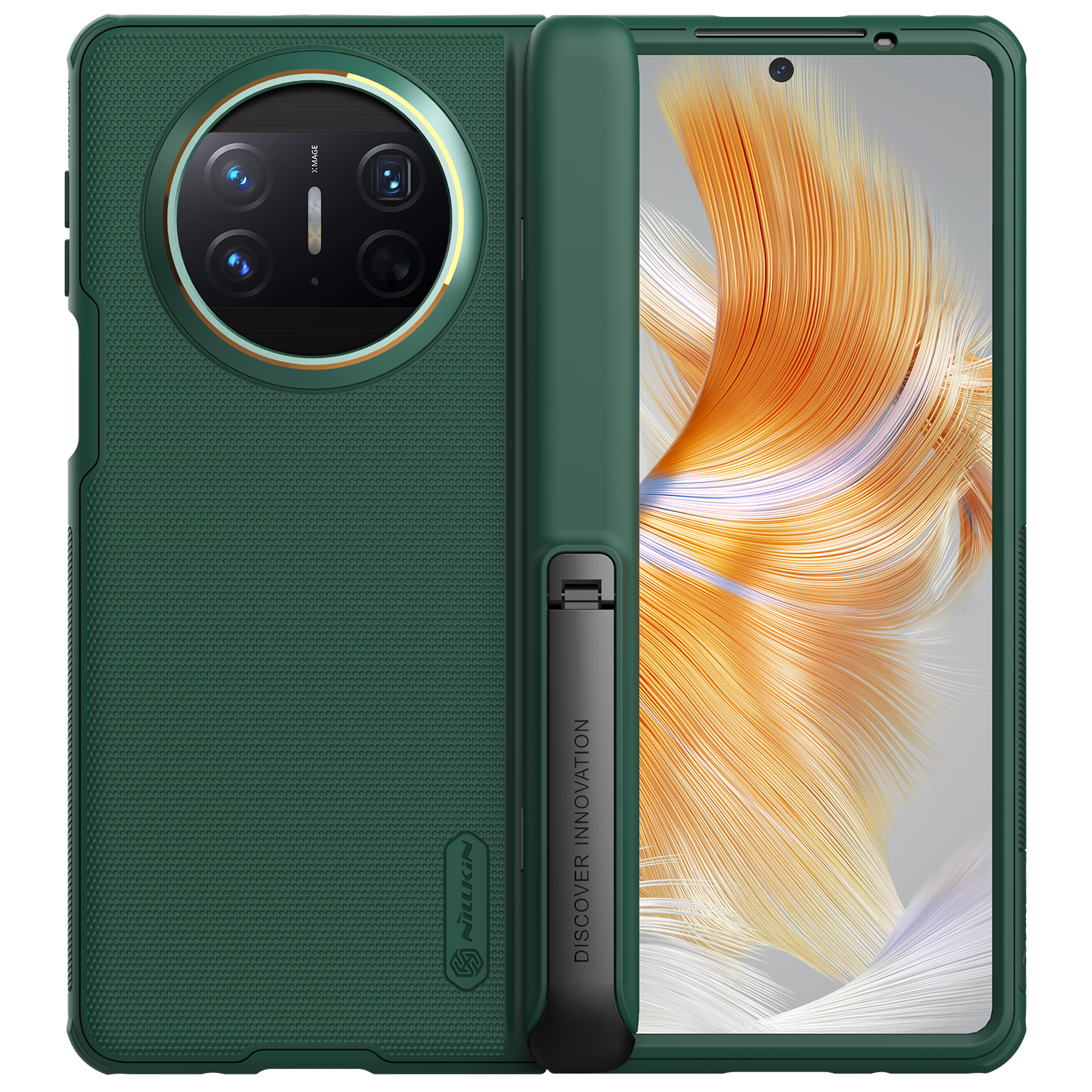 

Nillkin Super Frosted Shield Fold Für Huawei Mate X3 5G PC + TPU Telefonkoffer Anti-slip-matt-kickstand Cover - Grün, Huawei Mate X3 5G