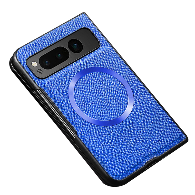 

Für Google Pixel Fold Magnetic Case Kompatibel Mit Magsafe PU Leder + Hard PC -shell -telefonabdeckung - Blau, Google Pixel Fold