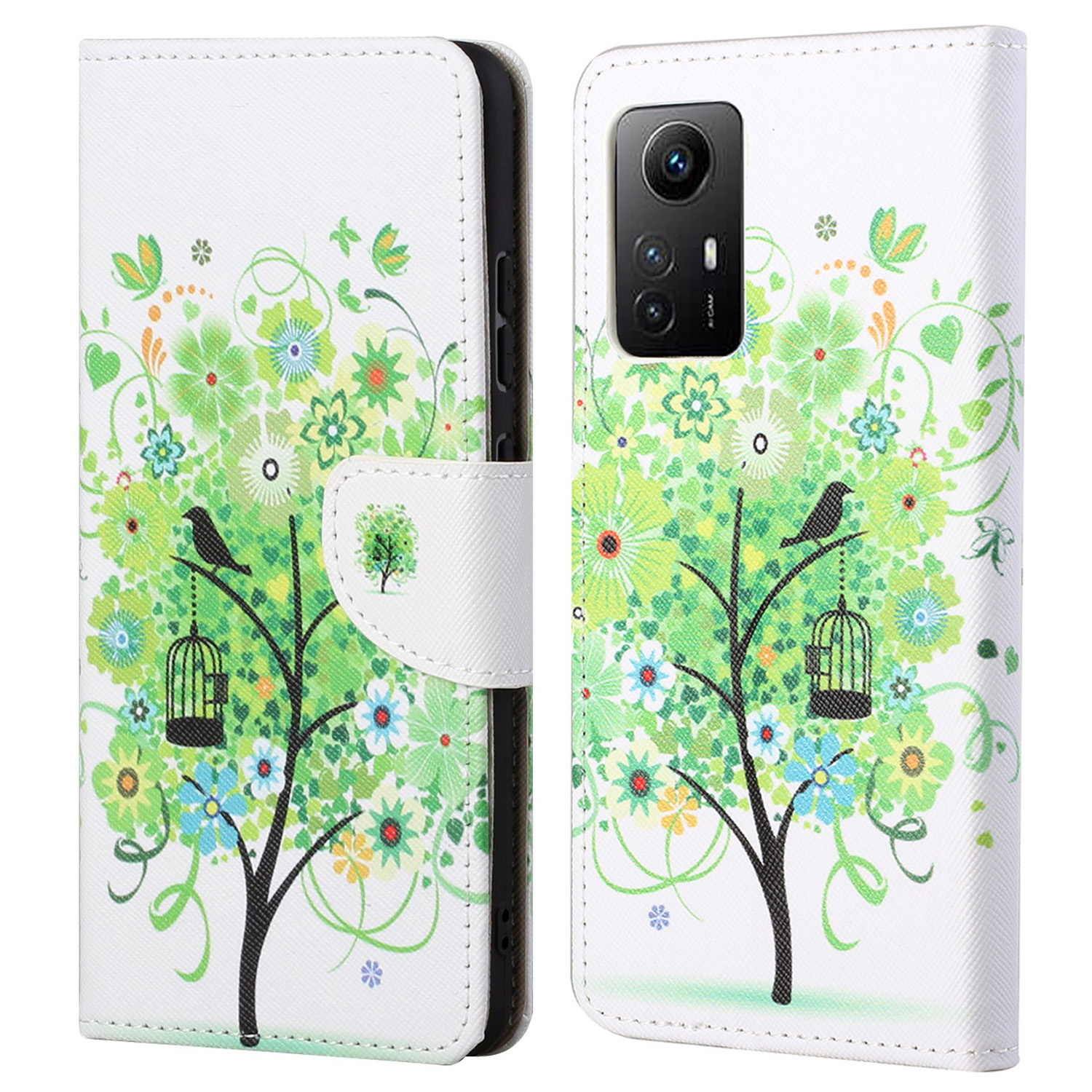 

Für Xiaomi Redmi Note 12s 4G Muster Druck Leder Handy Hülle Wallet Stand Telefonabdeckung - Grüner Baum, Xiaomi Redmi Note 12S 4G