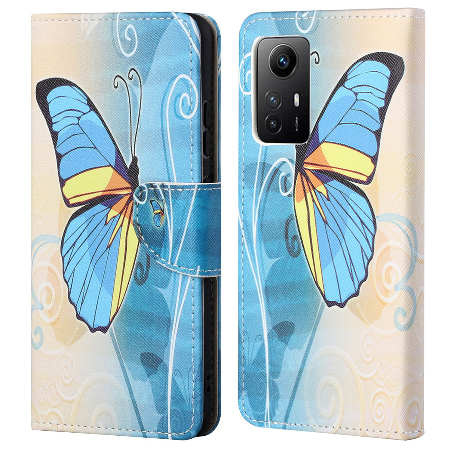 

Für Xiaomi Redmi Note 12s 4G Muster Druck Leder Handy Hülle Wallet Stand Telefonabdeckung - Schmetterling, Xiaomi Redmi Note 12S 4G