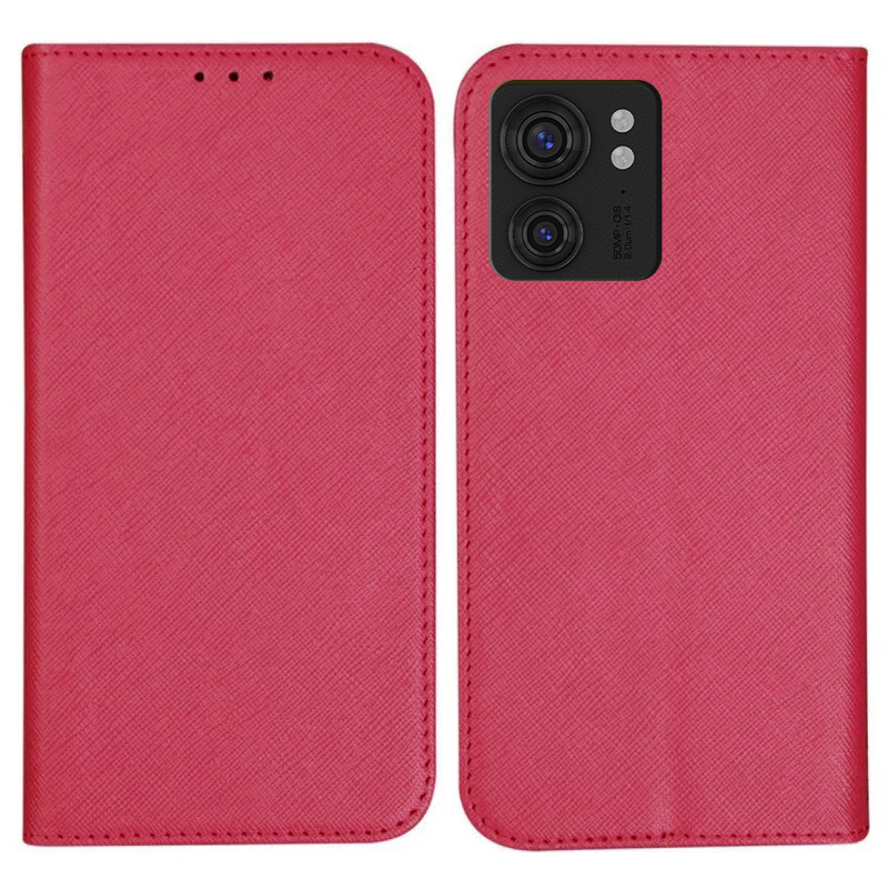 

Für Motorola Edge 40 5G Wallet PU Leder Hülle Cross Textur Stand Protective Telefonabdeckung - Rosa, Motorola Edge 40 5G