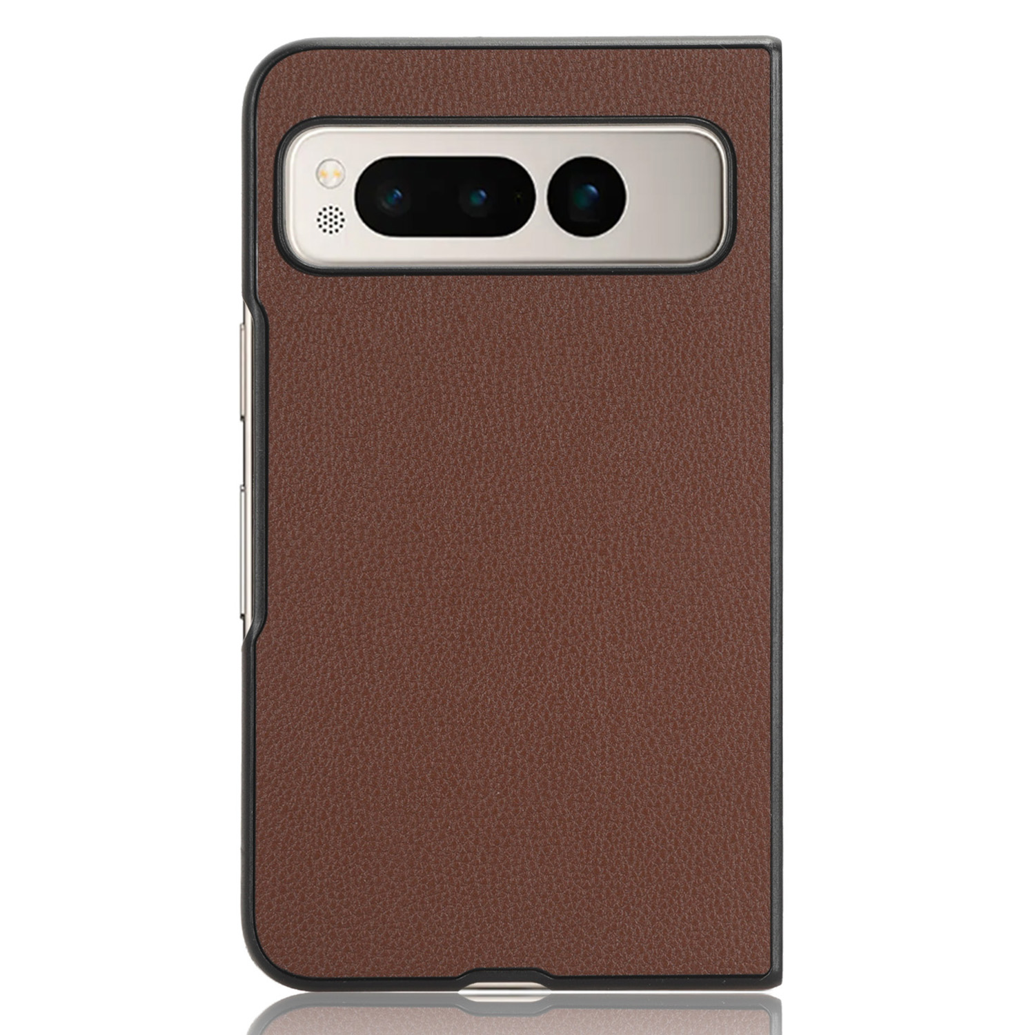 

PU Lederbeschichtete PC -hülle Für Google Pixel Fold Litchi Textur Falten -telefonschutzabdeckung - Braun, Google Pixel Fold