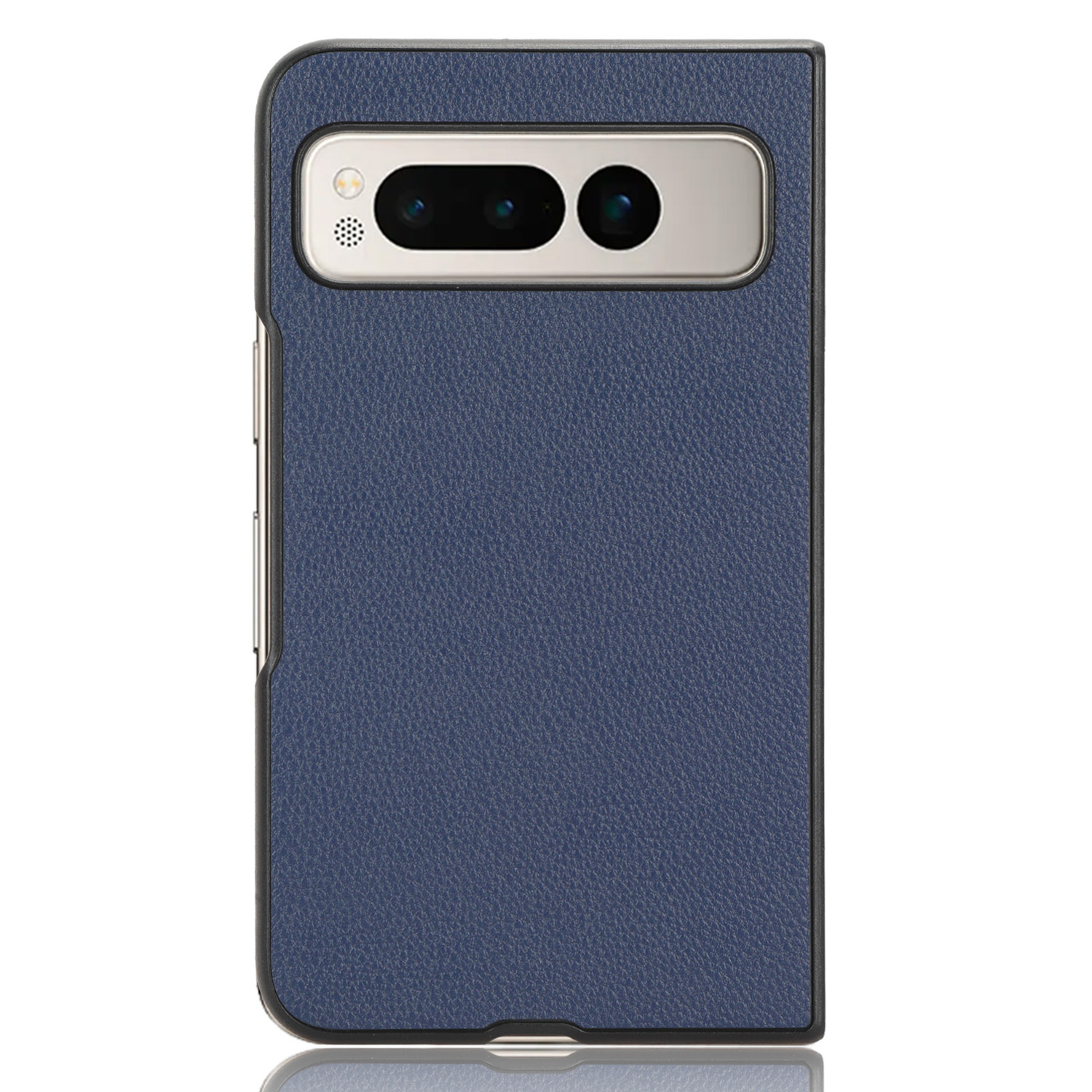 

PU Lederbeschichtete PC -hülle Für Google Pixel Fold Litchi Textur Falten -telefonschutzabdeckung - Dunkelblau, Google Pixel Fold